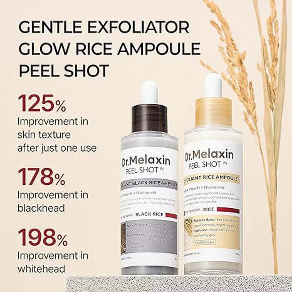 Dr. Melaxin Exfoliating White and Black Rice Ampoule Gentle Exfoliation Peel Shot Moisturizing Exfoliating Essence Skin Care